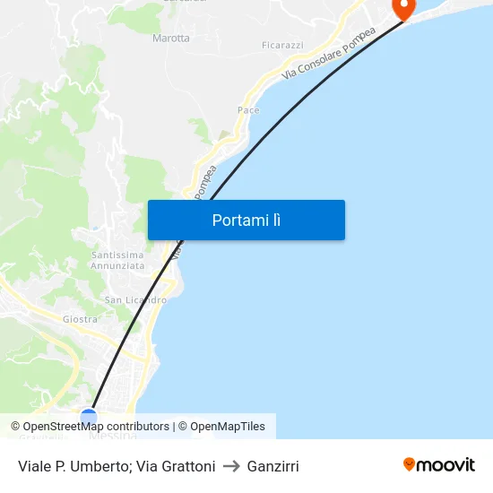 Viale P. Umberto; Via Grattoni to Ganzirri map