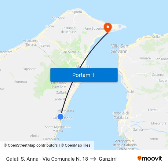 Galati S. Anna - Via Comunale N. 18 to Ganzirri map