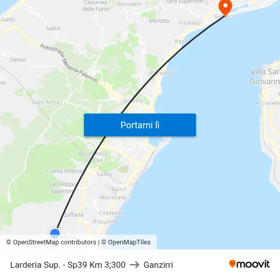 Larderia Sup. - Sp39 Km 3;300 to Ganzirri map