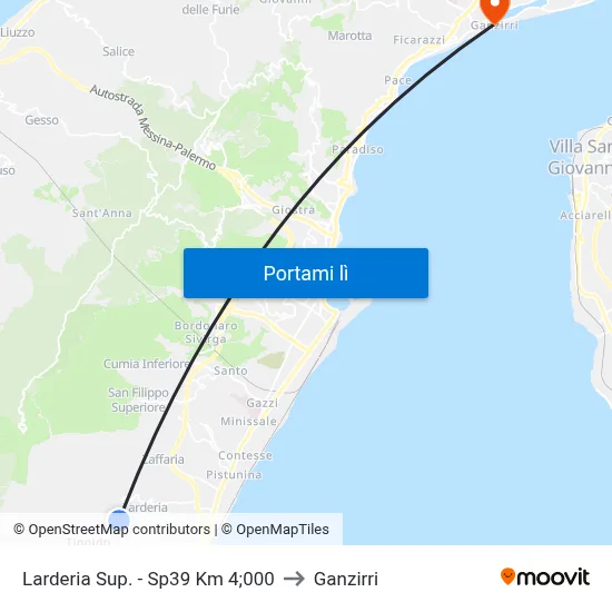 Larderia Sup. - Sp39 Km 4;000 to Ganzirri map