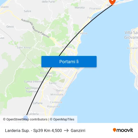 Larderia Sup. - Sp39 Km 4;500 to Ganzirri map