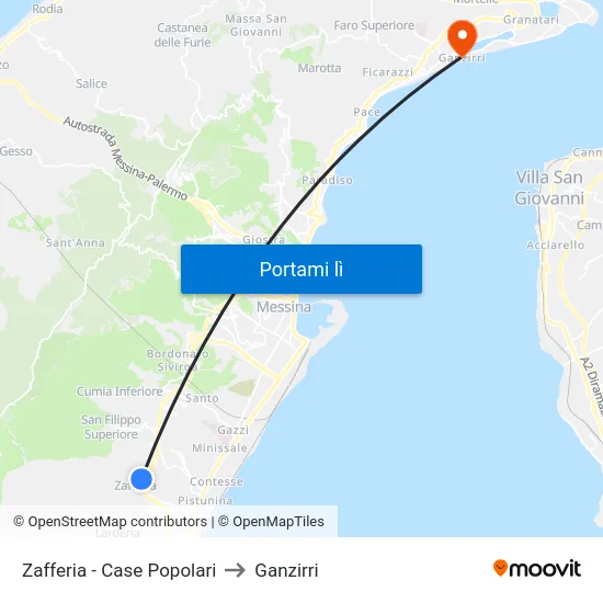 Zafferia - Case Popolari to Ganzirri map