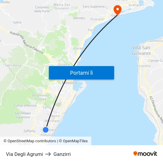 Via Degli Agrumi to Ganzirri map