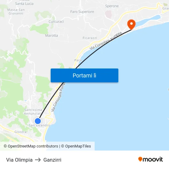Via Olimpia to Ganzirri map
