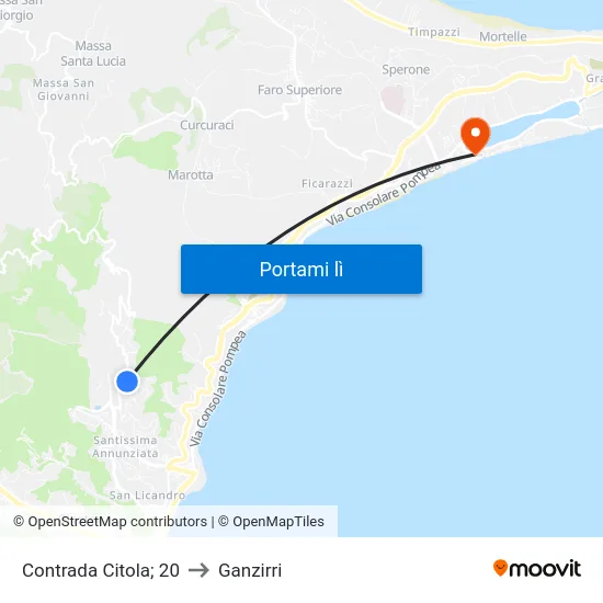 Contrada Citola; 20 to Ganzirri map