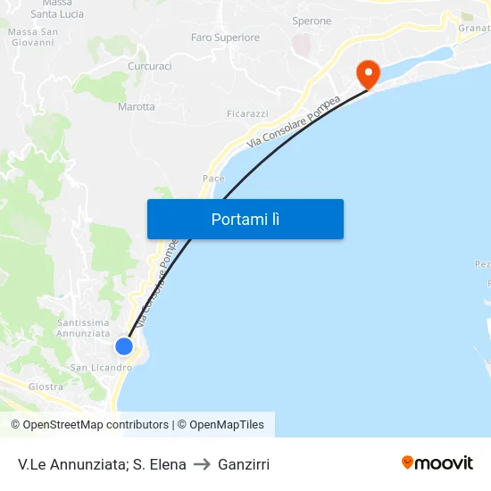 V.Le Annunziata; S. Elena to Ganzirri map