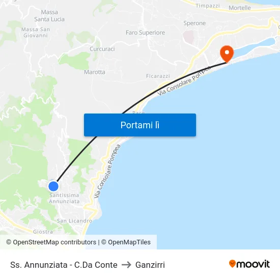 Ss. Annunziata - C.Da Conte to Ganzirri map