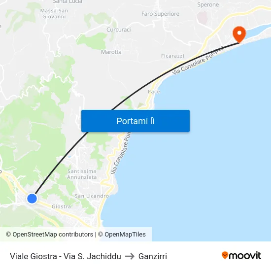 Viale Giostra - Via S. Jachiddu to Ganzirri map