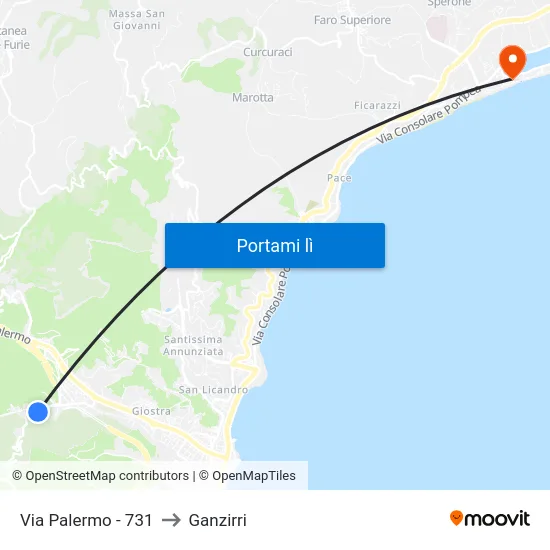 Via Palermo - 731 to Ganzirri map