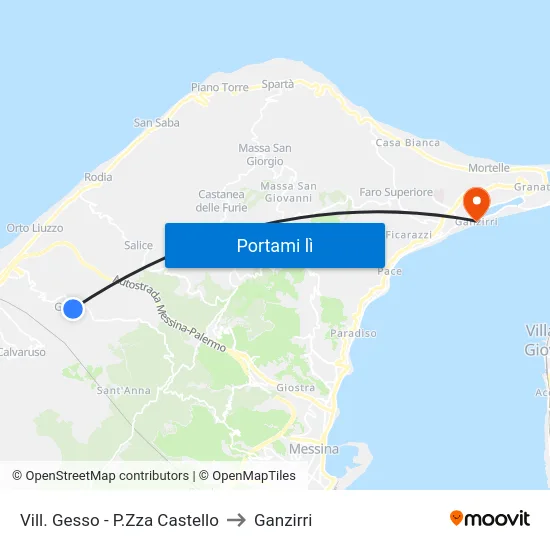 Vill. Gesso - P.Zza Castello to Ganzirri map