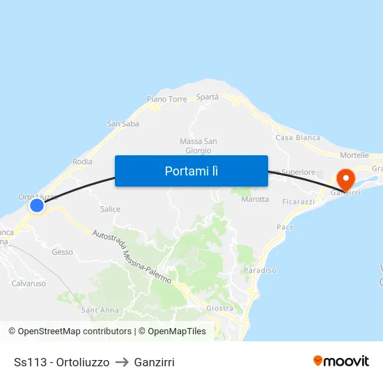 Ss113 - Ortoliuzzo to Ganzirri map