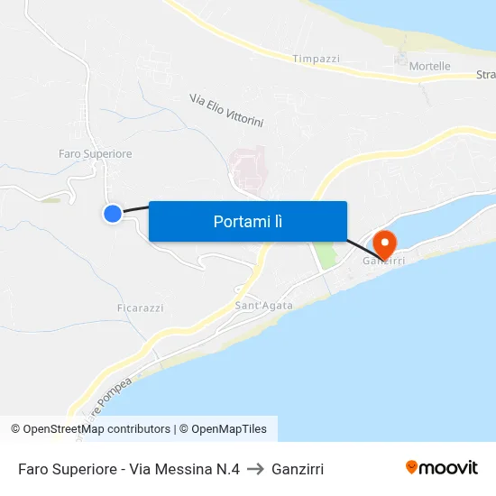 Faro Superiore - Via Messina N.4 to Ganzirri map