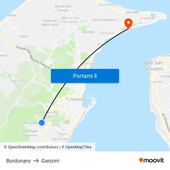 Bordonaro to Ganzirri map