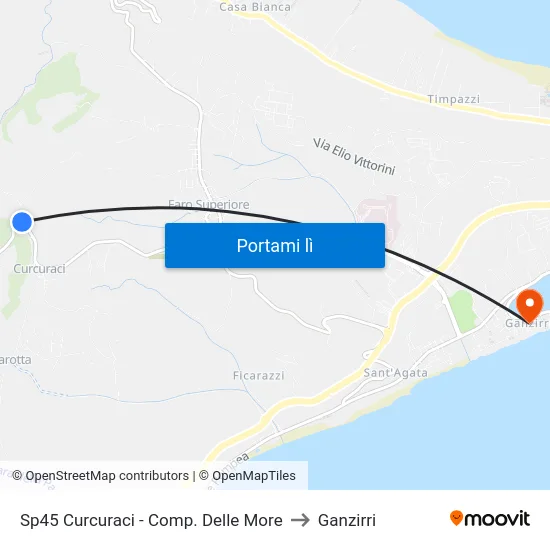 Sp45 Curcuraci - Comp. Delle More to Ganzirri map