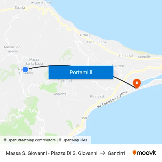 Massa S. Giovanni - Piazza Di S. Giovanni to Ganzirri map