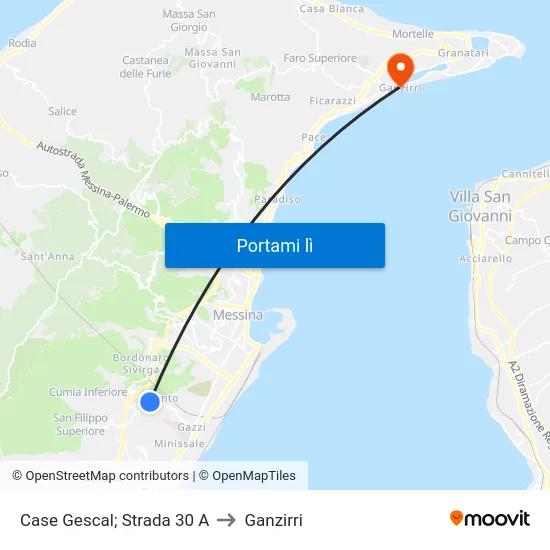 Case Gescal;  Strada 30 A to Ganzirri map