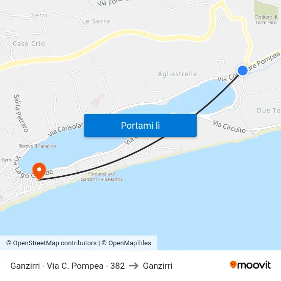 Ganzirri - Via C. Pompea - 382 to Ganzirri map