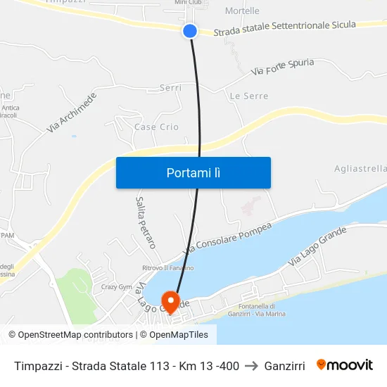Timpazzi - Strada Statale 113 - Km 13 -400 to Ganzirri map