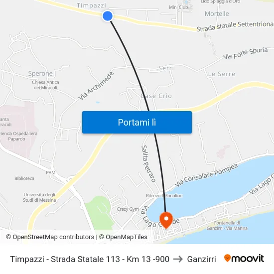 Timpazzi - Strada Statale 113 - Km 13 -900 to Ganzirri map