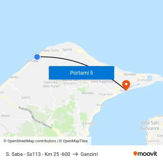 S. Saba - Ss113 - Km 25 -600 to Ganzirri map