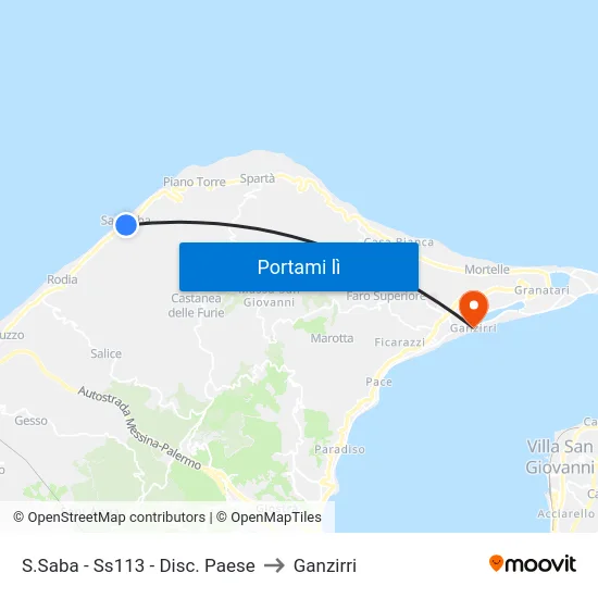 S.Saba - Ss113 - Disc. Paese to Ganzirri map