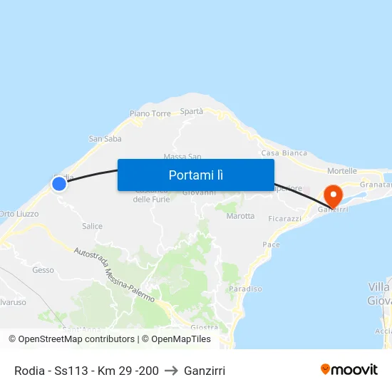 Rodia - Ss113 - Km 29 -200 to Ganzirri map