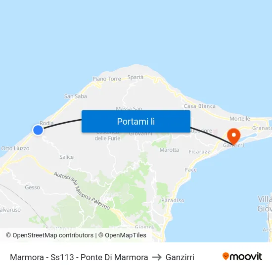 Marmora - Ss113 - Ponte Di Marmora to Ganzirri map