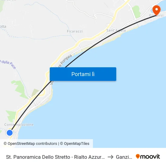 St. Panoramica Dello Stretto - Rialto Azzurro to Ganzirri map