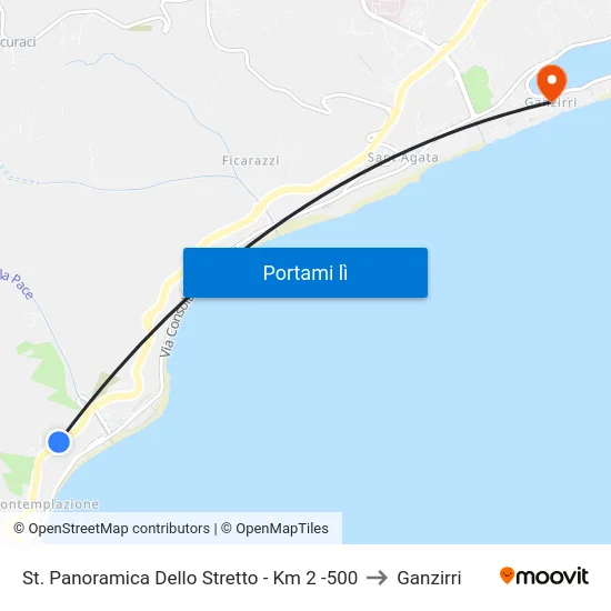 St. Panoramica Dello Stretto - Km 2 -500 to Ganzirri map