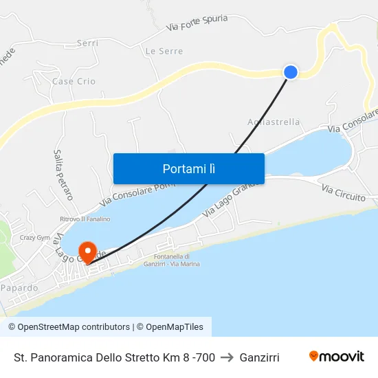 St. Panoramica Dello Stretto Km 8 -700 to Ganzirri map