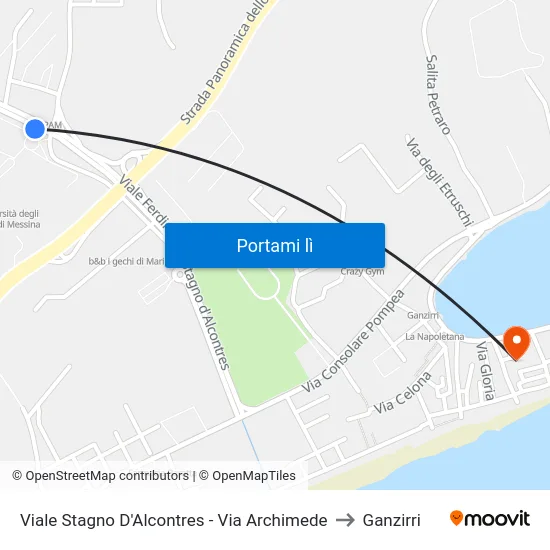 Viale Stagno D'Alcontres - Via Archimede to Ganzirri map