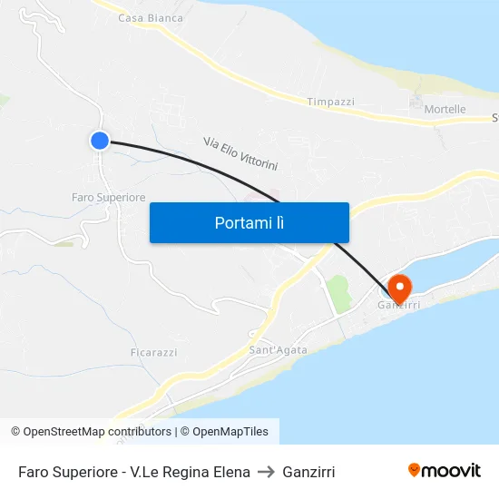 Faro Superiore - V.Le Regina Elena to Ganzirri map