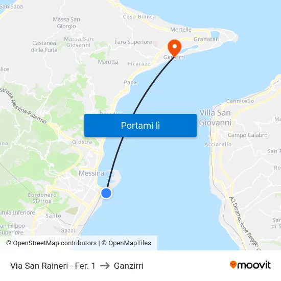 Via San Raineri - Fer. 1 to Ganzirri map