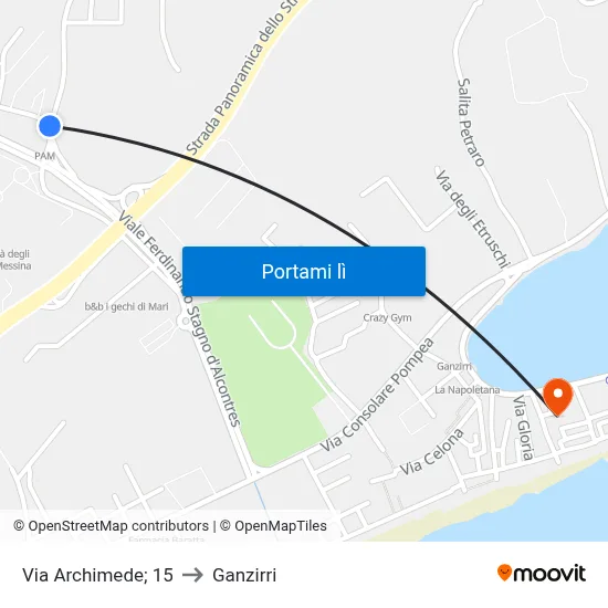 Via Archimede; 15 to Ganzirri map