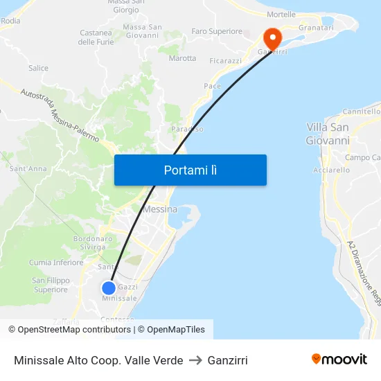 Minissale Alto  Coop. Valle Verde to Ganzirri map