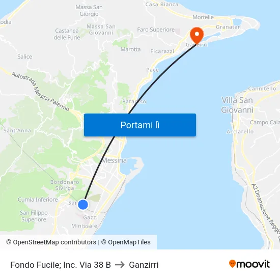 Fondo Fucile; Inc. Via 38 B to Ganzirri map