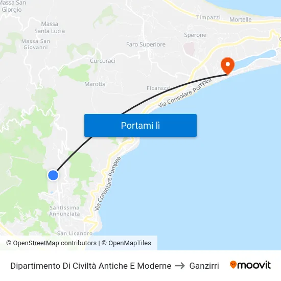 Dipartimento Di Civiltà Antiche E Moderne to Ganzirri map