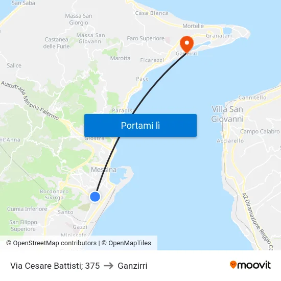 Via Cesare Battisti; 375 to Ganzirri map