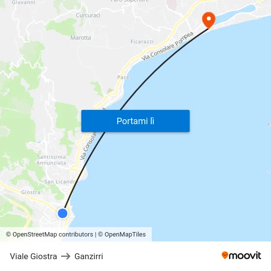Viale Giostra to Ganzirri map