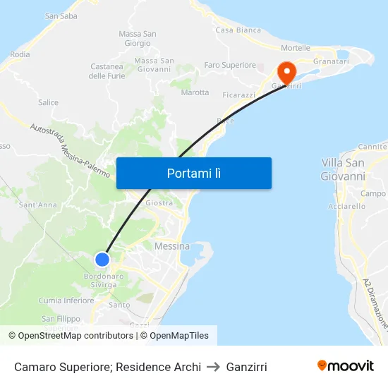 Camaro Superiore; Residence Archi to Ganzirri map