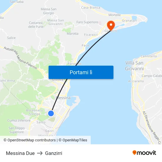Messina Due to Ganzirri map