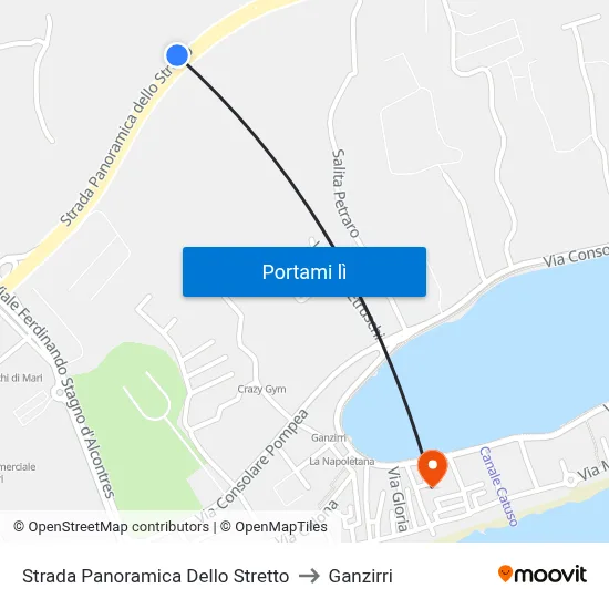 Strada Panoramica Dello Stretto to Ganzirri map