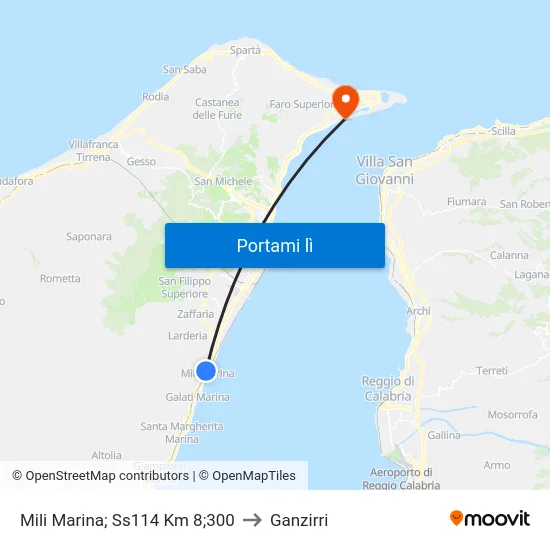 Mili Marina; Ss114 Km 8;300 to Ganzirri map