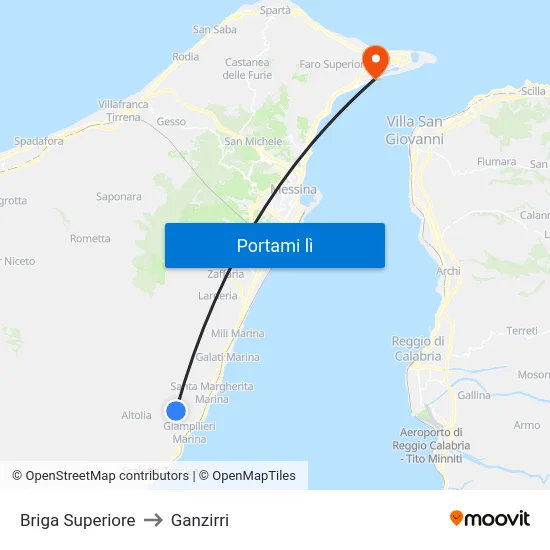 Briga Superiore to Ganzirri map