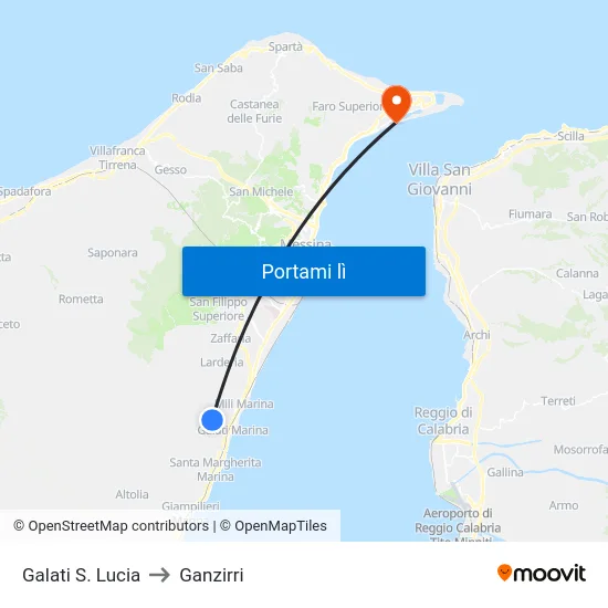 Galati S. Lucia to Ganzirri map