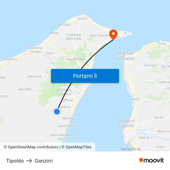 Tipoldo to Ganzirri map