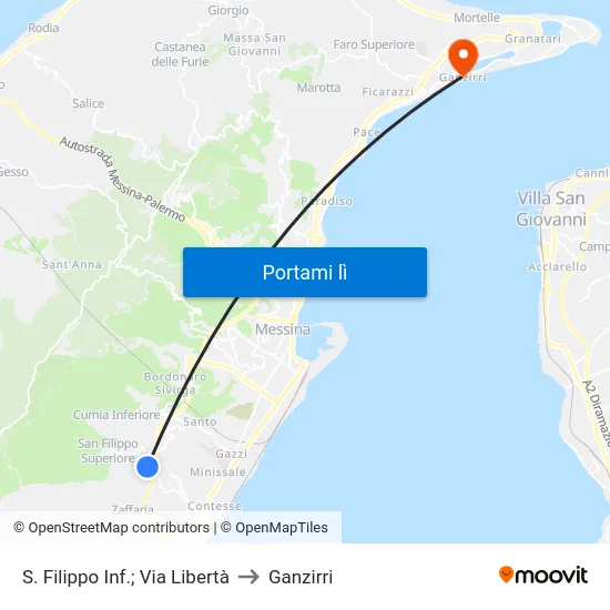 S. Filippo Inf.; Via Libertà to Ganzirri map