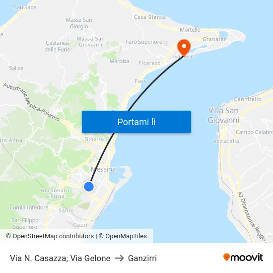 Via N. Casazza; Via Gelone to Ganzirri map