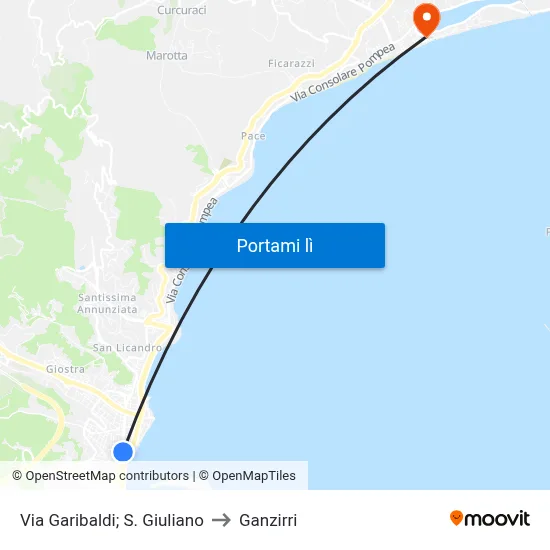 Via Garibaldi; S. Giuliano to Ganzirri map