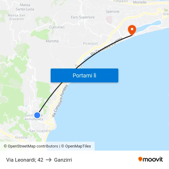 Via Leonardi; 42 to Ganzirri map